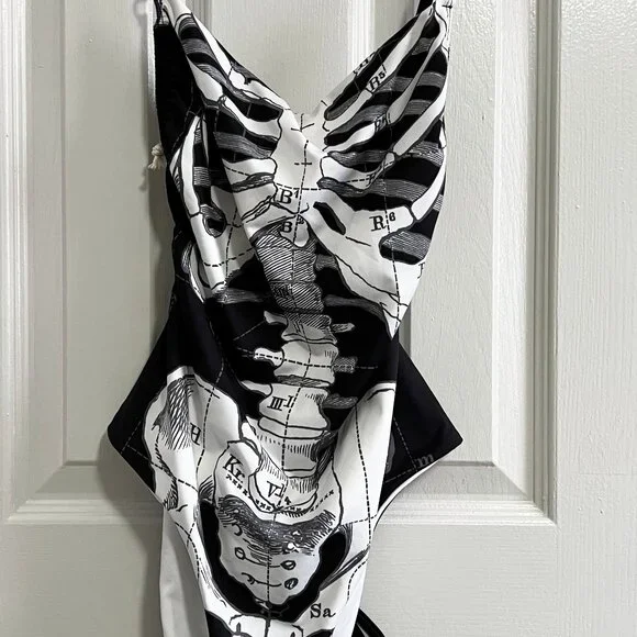 NEW NWT Dolls Kill Towers Skeleton Swimsuit Size M Medium - Picture 8 of 11